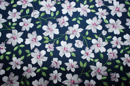 Preview: Designer-Baumwollstoff FLORAL VINE navy (10 cm)